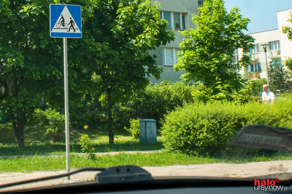 Rowerzyści w niebezpieczeństwie. Krzaki zasłaniają widoczność.