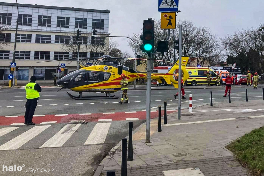 Wypadek na Puławskiej. Lądował śmigłowiec LPR