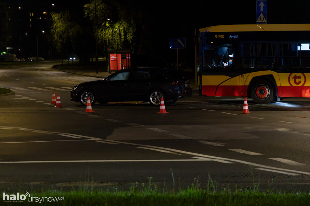 Kolizja autobusu z audi