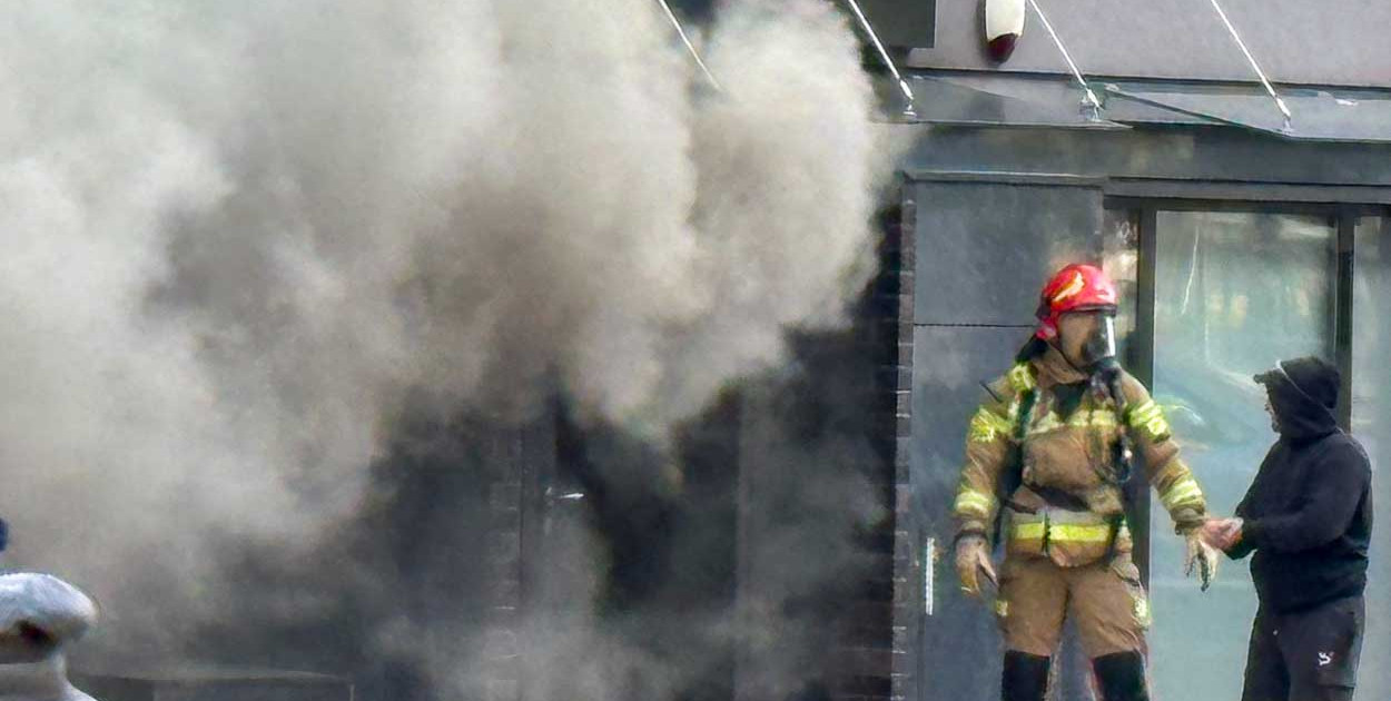 Początek pożaru na Migdałowej