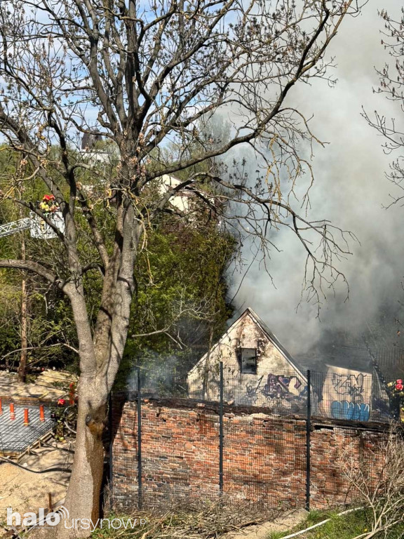 Pożar na ul. Orszady na skarpie ursynowskiej
