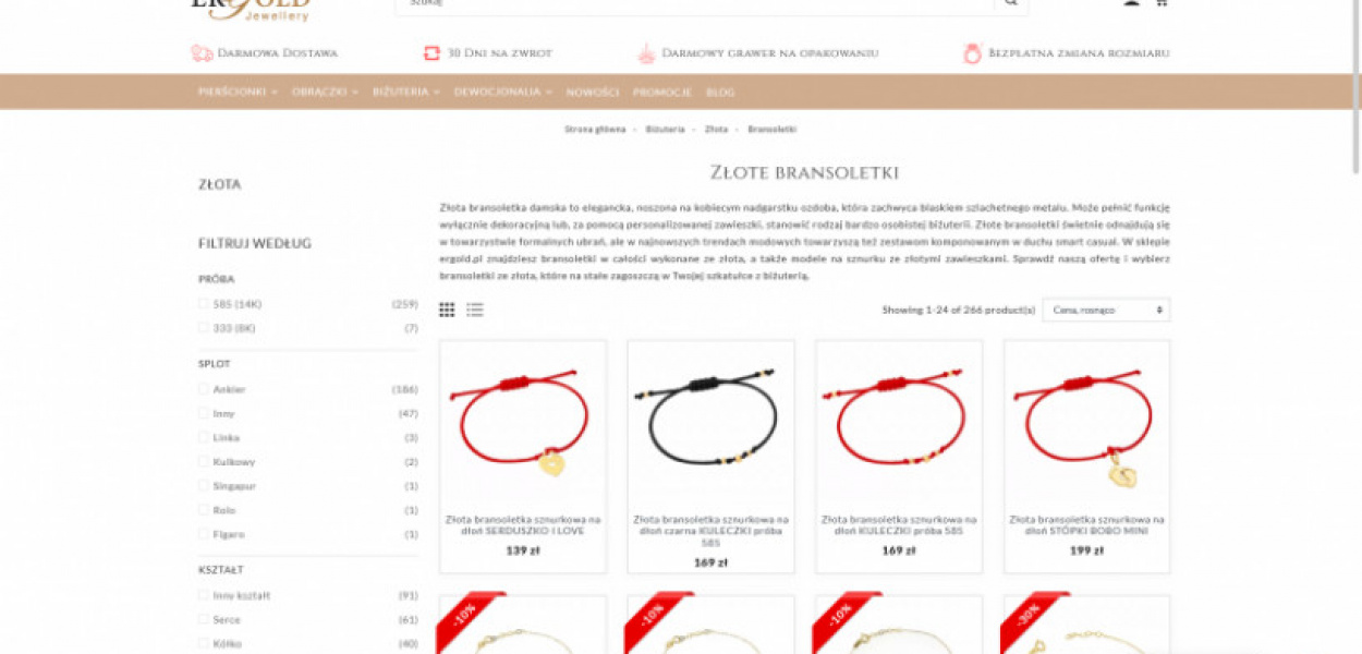 Złote bransoletki damskie - idealne na prezent