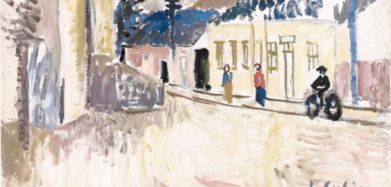 Jan Cybis, Szkoła w Starym Sączu, 1958, olej na płótnie, 65x81 cm
