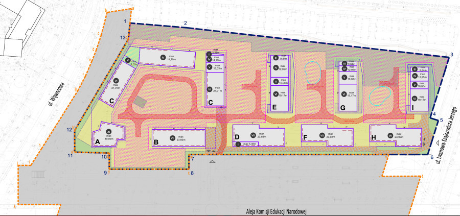 Plan przyszłego osiedla na terenie po Tesco Kabaty (źródło: Echo Investment)