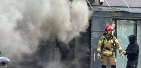 Pożar remontowanej strzelnicy na Migdałowej