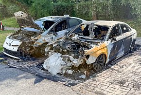 Nocny pożar samochodów na Ursynowie. Spłonęły dwa auta-36539