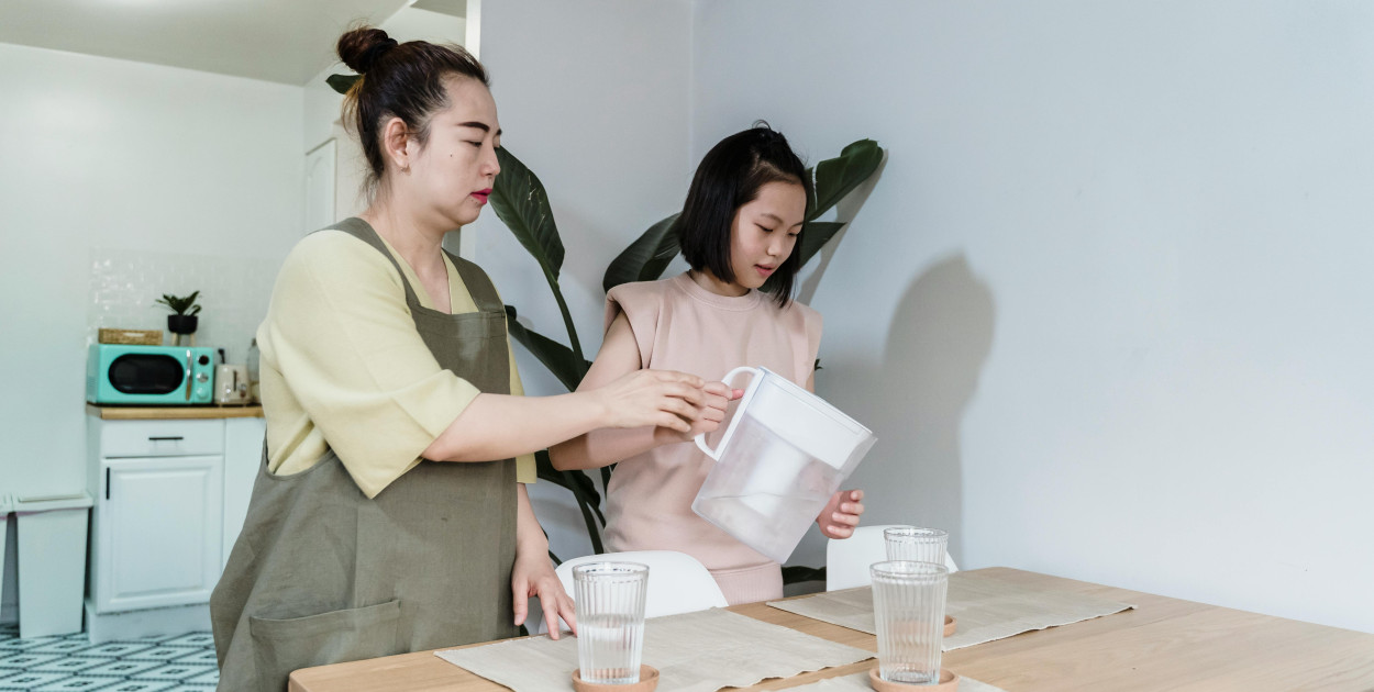 Photo by Annushka  Ahuja: https://www.pexels.com/photo/mother-and-daughter-pouring-water-from-filter-jug-8054764/