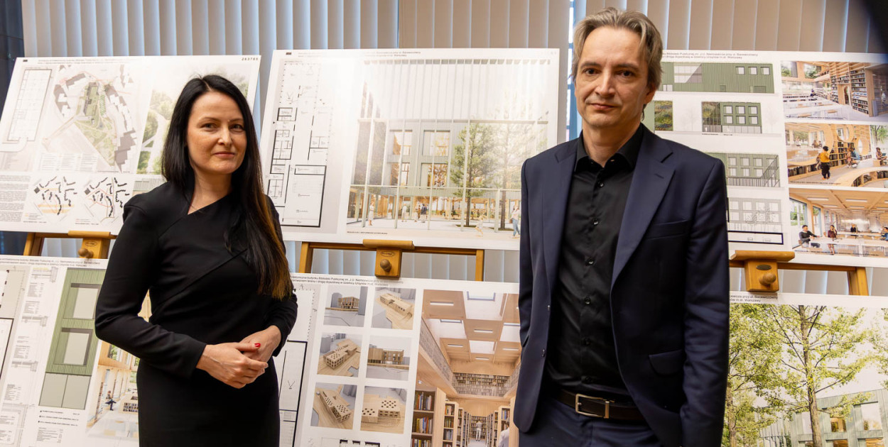 Agnieszka Latała i Grzegorz Dresler - autorzy zwycięskiego projektu Ursynoteki (SK)